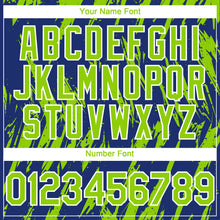 Загрузить изображение в средство просмотра галереи, Custom Royal Neon Green-White 3D Pattern Design Splatter Torn Sharp Brush Stroke Authentic Baseball Jersey