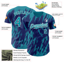Laden Sie das Bild in den Galerie-Viewer, Custom Royal Teal-White 3D Pattern Design Splatter Torn Sharp Brush Stroke Authentic Baseball Jersey