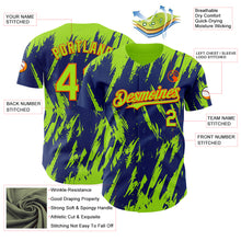 Laden Sie das Bild in den Galerie-Viewer, Custom Royal Neon Green-Orange 3D Pattern Design Splatter Torn Sharp Brush Stroke Authentic Baseball Jersey