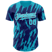Laden Sie das Bild in den Galerie-Viewer, Custom Royal Lakes Blue-White 3D Pattern Design Splatter Torn Sharp Brush Stroke Authentic Baseball Jersey