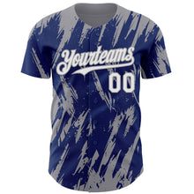 Загрузить изображение в средство просмотра галереи, Custom Royal White-Gray 3D Pattern Design Splatter Torn Sharp Brush Stroke Authentic Baseball Jersey