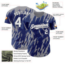Загрузить изображение в средство просмотра галереи, Custom Royal White-Gray 3D Pattern Design Splatter Torn Sharp Brush Stroke Authentic Baseball Jersey