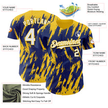 Charger l'image dans la galerie, Custom Royal White-Yellow 3D Pattern Design Splatter Torn Sharp Brush Stroke Authentic Baseball Jersey