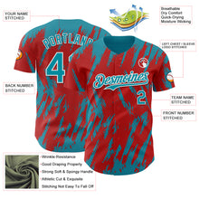 Charger l'image dans la galerie, Custom Red Teal-White 3D Pattern Design Splatter Torn Sharp Brush Stroke Authentic Baseball Jersey