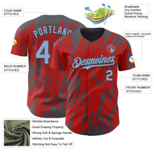 Charger l'image dans la galerie, Custom Red Light Blue-Steel Gray 3D Pattern Design Splatter Torn Sharp Brush Stroke Authentic Baseball Jersey