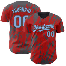 Charger l'image dans la galerie, Custom Red Light Blue-Steel Gray 3D Pattern Design Splatter Torn Sharp Brush Stroke Authentic Baseball Jersey