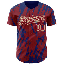 Load image into Gallery viewer, Custom Crimson Cream-Royal 3D Pattern Design Splatter Torn Sharp Brush Stroke Authentic Baseball Jersey
