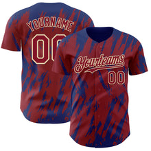 Load image into Gallery viewer, Custom Crimson Cream-Royal 3D Pattern Design Splatter Torn Sharp Brush Stroke Authentic Baseball Jersey