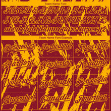 Load image into Gallery viewer, Custom Crimson Gold 3D Pattern Design Splatter Torn Sharp Brush Stroke Authentic Baseball Jersey