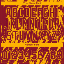 Load image into Gallery viewer, Custom Crimson Gold 3D Pattern Design Splatter Torn Sharp Brush Stroke Authentic Baseball Jersey