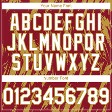 Load image into Gallery viewer, Custom Crimson White-Old Gold 3D Pattern Design Splatter Torn Sharp Brush Stroke Authentic Baseball Jersey