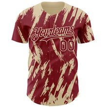 Load image into Gallery viewer, Custom Crimson Cream 3D Pattern Design Splatter Torn Sharp Brush Stroke Authentic Baseball Jersey