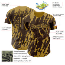 Загрузить изображение в средство просмотра галереи, Custom Brown Old Gold 3D Pattern Design Splatter Torn Sharp Brush Stroke Authentic Baseball Jersey