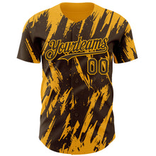 Charger l'image dans la galerie, Custom Brown Gold 3D Pattern Design Splatter Torn Sharp Brush Stroke Authentic Baseball Jersey