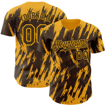 Charger l'image dans la galerie, Custom Brown Gold 3D Pattern Design Splatter Torn Sharp Brush Stroke Authentic Baseball Jersey