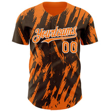 Загрузить изображение в средство просмотра галереи, Custom Brown Bay Orange-White 3D Pattern Design Splatter Torn Sharp Brush Stroke Authentic Baseball Jersey
