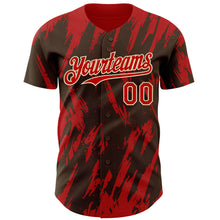 Загрузить изображение в средство просмотра галереи, Custom Brown Red-White 3D Pattern Design Splatter Torn Sharp Brush Stroke Authentic Baseball Jersey