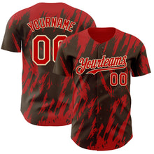 Загрузить изображение в средство просмотра галереи, Custom Brown Red-White 3D Pattern Design Splatter Torn Sharp Brush Stroke Authentic Baseball Jersey
