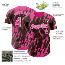 Charger l'image dans la galerie, Custom Brown Pink-White 3D Pattern Design Splatter Torn Sharp Brush Stroke Authentic Baseball Jersey