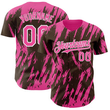 Charger l'image dans la galerie, Custom Brown Pink-White 3D Pattern Design Splatter Torn Sharp Brush Stroke Authentic Baseball Jersey