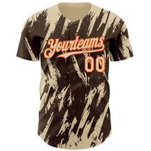 Charger l'image dans la galerie, Custom Brown Cream-Orange 3D Pattern Design Splatter Torn Sharp Brush Stroke Authentic Baseball Jersey