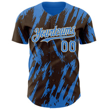 Charger l'image dans la galerie, Custom Brown Powder Blue-Cream 3D Pattern Design Splatter Torn Sharp Brush Stroke Authentic Baseball Jersey