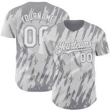 Load image into Gallery viewer, Custom White Gray 3D Pattern Design Splatter Torn Sharp Brush Stroke Authentic Baseball Jersey