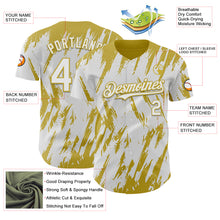 Load image into Gallery viewer, Custom White Old Gold 3D Pattern Design Splatter Torn Sharp Brush Stroke Authentic Baseball Jersey