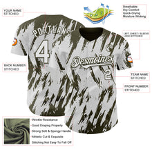 Load image into Gallery viewer, Custom White Olive 3D Pattern Design Splatter Torn Sharp Brush Stroke Authentic Baseball Jersey
