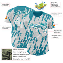 Load image into Gallery viewer, Custom White Teal 3D Pattern Design Splatter Torn Sharp Brush Stroke Authentic Baseball Jersey