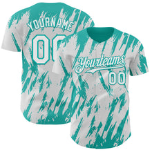 Загрузить изображение в средство просмотра галереи, Custom White Aqua 3D Pattern Design Splatter Torn Sharp Brush Stroke Authentic Baseball Jersey