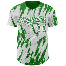 Load image into Gallery viewer, Custom White Grass Green 3D Pattern Design Splatter Torn Sharp Brush Stroke Authentic Baseball Jersey