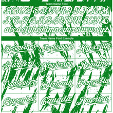 Load image into Gallery viewer, Custom White Grass Green 3D Pattern Design Splatter Torn Sharp Brush Stroke Authentic Baseball Jersey