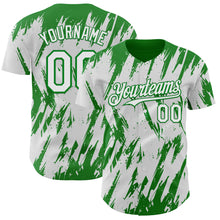 Load image into Gallery viewer, Custom White Grass Green 3D Pattern Design Splatter Torn Sharp Brush Stroke Authentic Baseball Jersey
