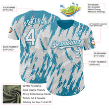 Charger l'image dans la galerie, Custom White Panther Blue 3D Pattern Design Splatter Torn Sharp Brush Stroke Authentic Baseball Jersey