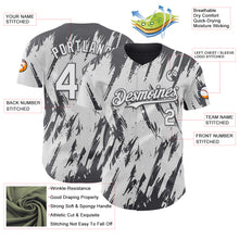 Laden Sie das Bild in den Galerie-Viewer, Custom White Steel Gray 3D Pattern Design Splatter Torn Sharp Brush Stroke Authentic Baseball Jersey