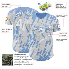 Load image into Gallery viewer, Custom White Light Blue 3D Pattern Design Splatter Torn Sharp Brush Stroke Authentic Baseball Jersey
