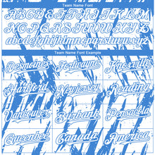 Load image into Gallery viewer, Custom White Powder Blue 3D Pattern Design Splatter Torn Sharp Brush Stroke Authentic Baseball Jersey