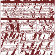 Load image into Gallery viewer, Custom White Burgundy 3D Pattern Design Splatter Torn Sharp Brush Stroke Authentic Baseball Jersey