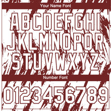 Load image into Gallery viewer, Custom White Burgundy 3D Pattern Design Splatter Torn Sharp Brush Stroke Authentic Baseball Jersey
