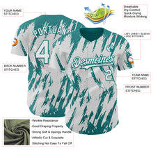 Load image into Gallery viewer, Custom White Teal 3D Pattern Design Splatter Torn Sharp Brush Stroke Authentic Baseball Jersey
