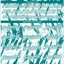 Load image into Gallery viewer, Custom White Teal 3D Pattern Design Splatter Torn Sharp Brush Stroke Authentic Baseball Jersey