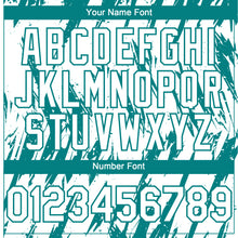 Load image into Gallery viewer, Custom White Teal 3D Pattern Design Splatter Torn Sharp Brush Stroke Authentic Baseball Jersey