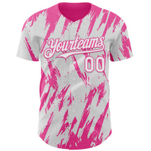 Загрузить изображение в средство просмотра галереи, Custom White Pink 3D Pattern Design Splatter Torn Sharp Brush Stroke Authentic Baseball Jersey