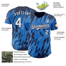 Laden Sie das Bild in den Galerie-Viewer, Custom Powder Blue White-Navy 3D Pattern Design Splatter Torn Sharp Brush Stroke Authentic Baseball Jersey