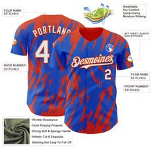Charger l'image dans la galerie, Custom Thunder Blue White-Orange 3D Pattern Design Splatter Torn Sharp Brush Stroke Authentic Baseball Jersey