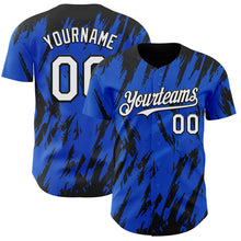 Laden Sie das Bild in den Galerie-Viewer, Custom Thunder Blue White-Black 3D Pattern Design Splatter Torn Sharp Brush Stroke Authentic Baseball Jersey