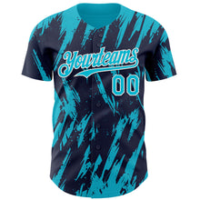 Charger l'image dans la galerie, Custom Navy Lakes Blue-White 3D Pattern Design Splatter Torn Sharp Brush Stroke Authentic Baseball Jersey