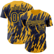 Загрузить изображение в средство просмотра галереи, Custom Navy Gold 3D Pattern Design Splatter Torn Sharp Brush Stroke Authentic Baseball Jersey