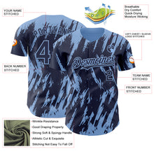 Загрузить изображение в средство просмотра галереи, Custom Navy Light Blue 3D Pattern Design Splatter Torn Sharp Brush Stroke Authentic Baseball Jersey